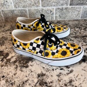 VANS Customized Sunflower Checkered Sneakers